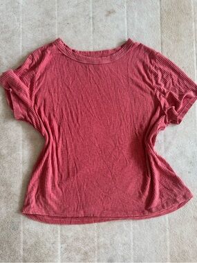 Aerie XL Extra Large Ribbed Short-Sleeve Tee in Dusty Rose Coral shirt top Soft